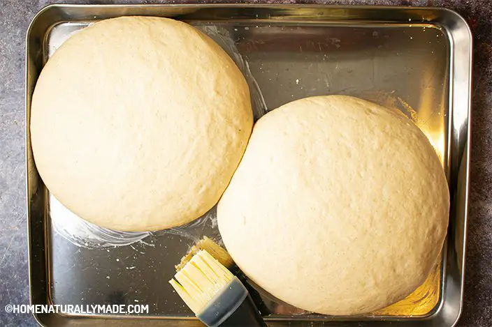 country bread dough after proofing