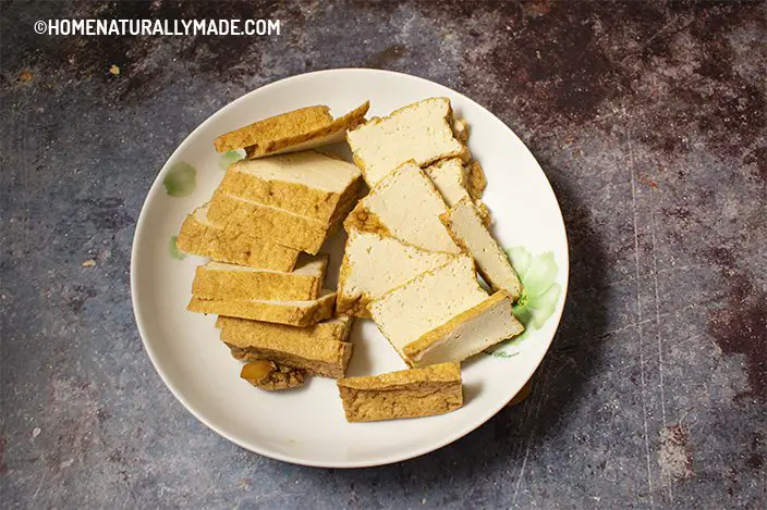 sliced fried tofu