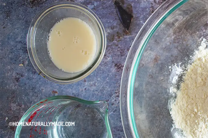 dissolve active dry yeast in water for making bread or buns