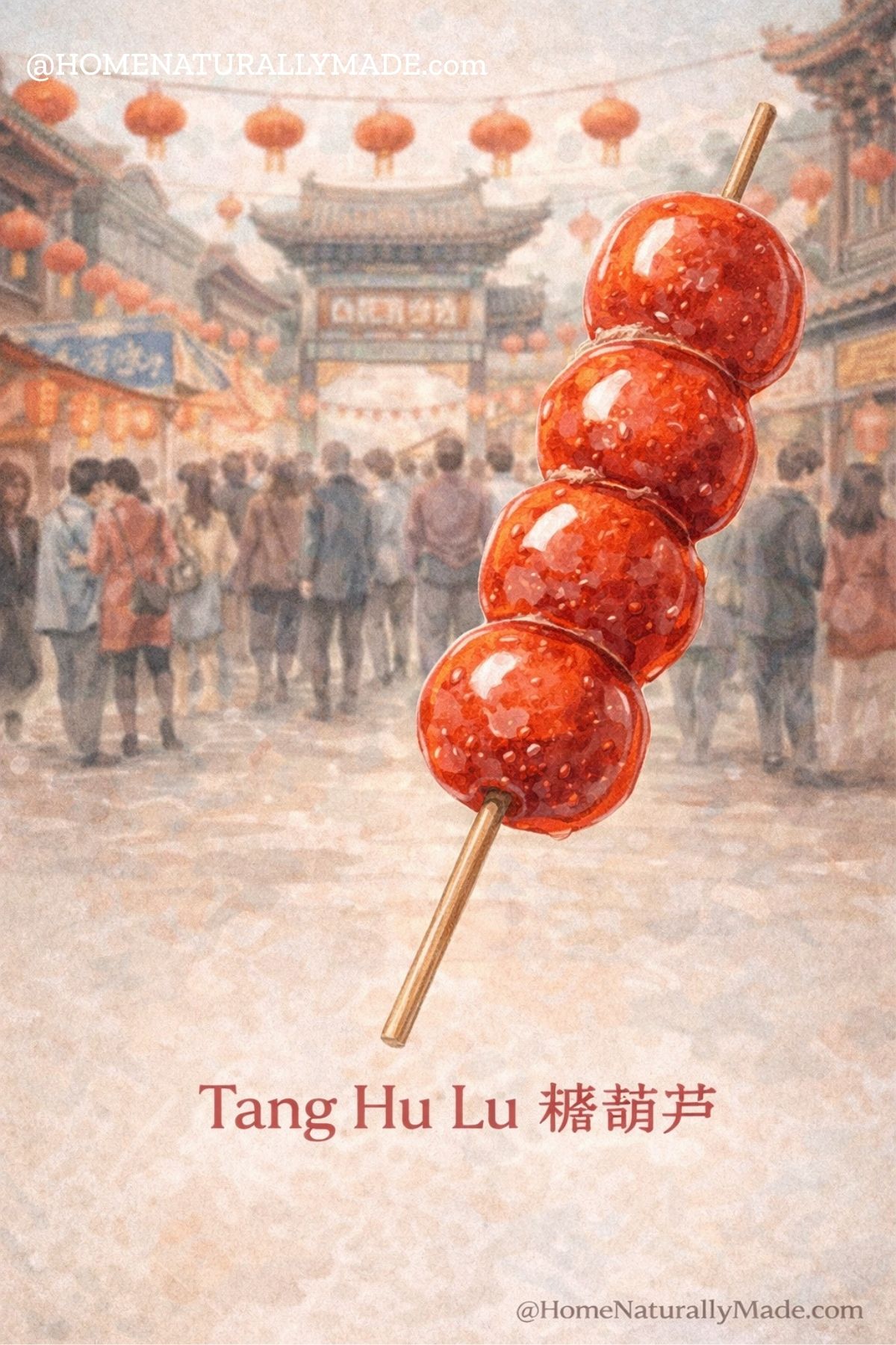 Tang Hu Lu {糖葫芦} in the background of Chinese street fair