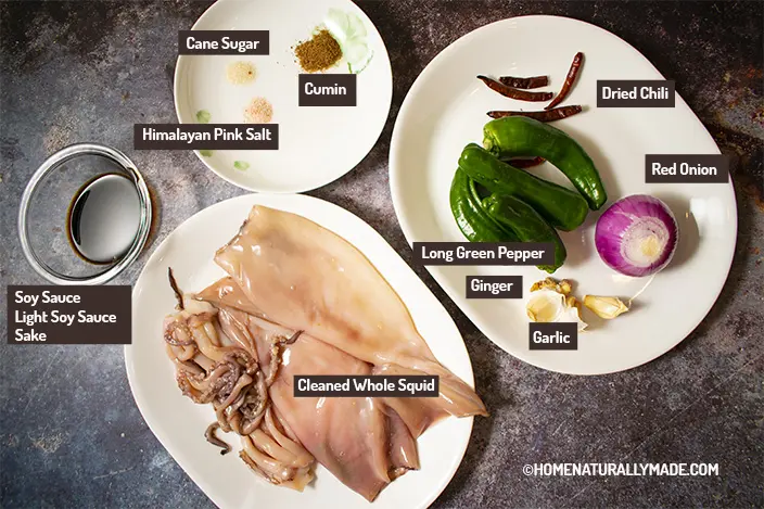Chinese Squid Stir Fry Ingredients