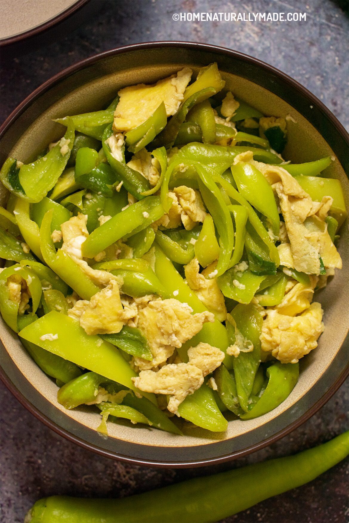 egg stir fry recipe with long green peppers Chinese Style