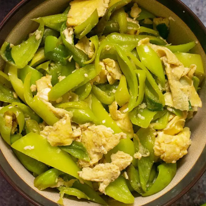 egg stir fry recipe with long green peppers Chinese Style