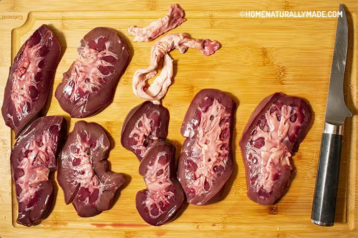 slice kidney horizontally into halves
