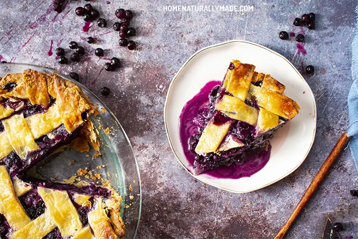 homemade from scratch blueberry pie recipe using wild blueberry