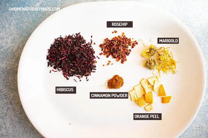 "Sunset in Venice" herbal tea ingredients