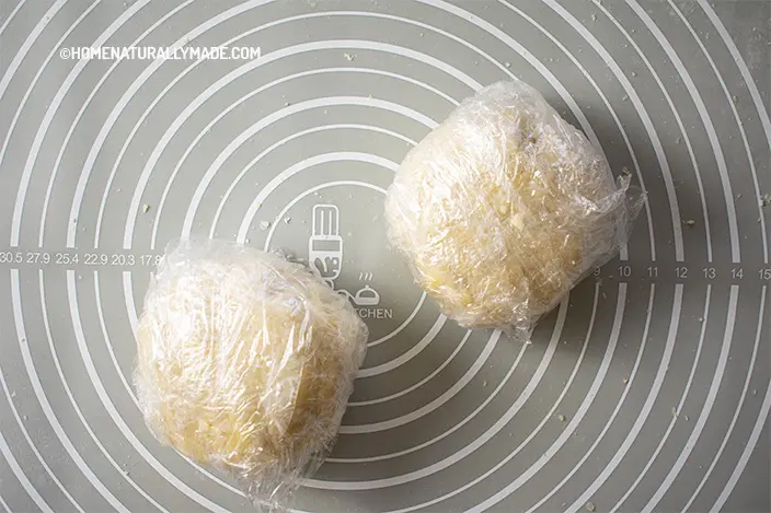 wrap the pie crust dough with food film and rest/chill in the fridge first