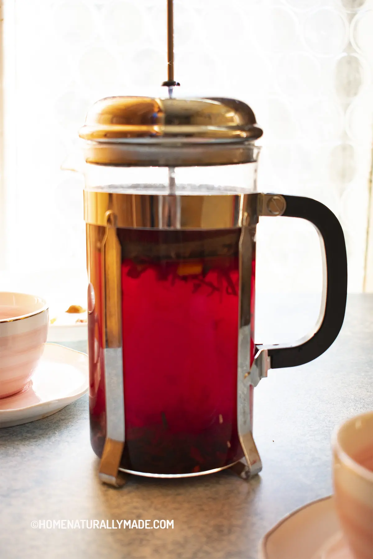 brew "sunset in Venice" herbal tea in a French Press