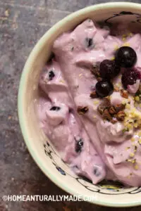 By the way, it is completely fine to use frozen berries to make Berry Greek Yogurt.