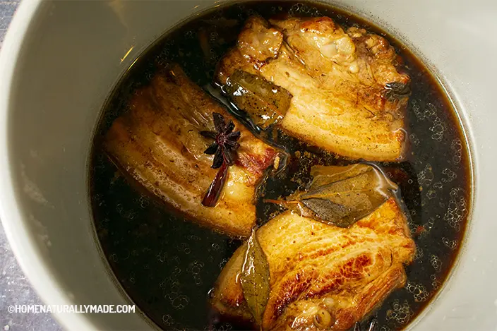 pressure cooked pork belly in the instant pot