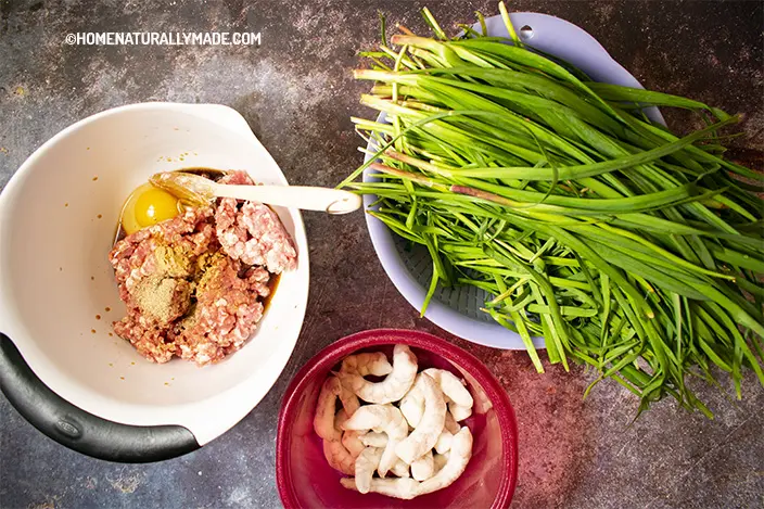 San Xian Jiao Zi {Three Deliciousness Dumplings} ingredients