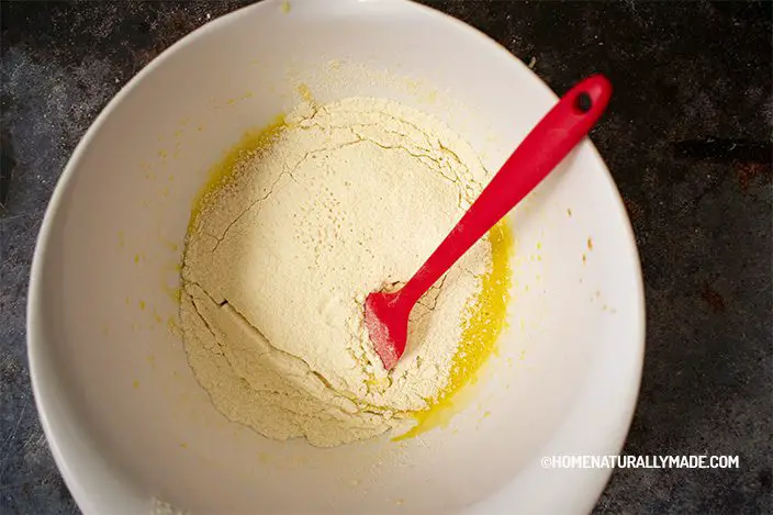 sift in homemade cake flour to the egg yolk mixture