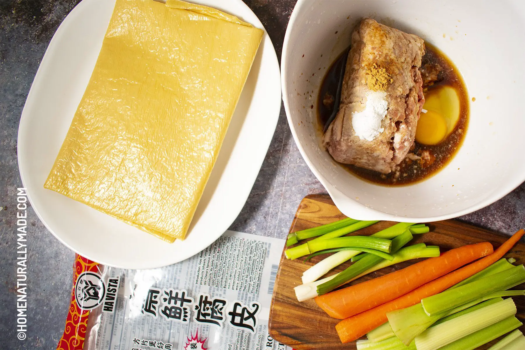 Tofu skin rolls with pork recipe ingredients