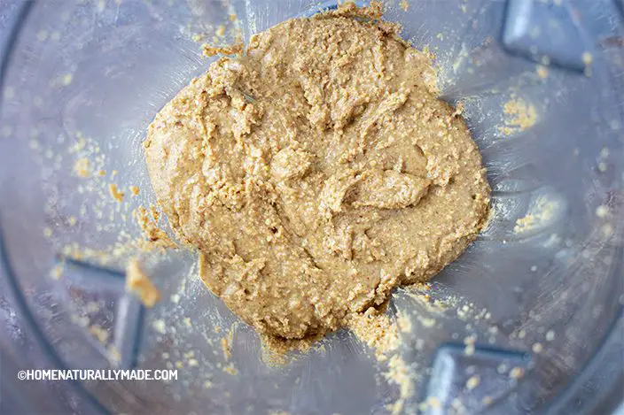 freshly homemade peanut butter in Vitamix Blender