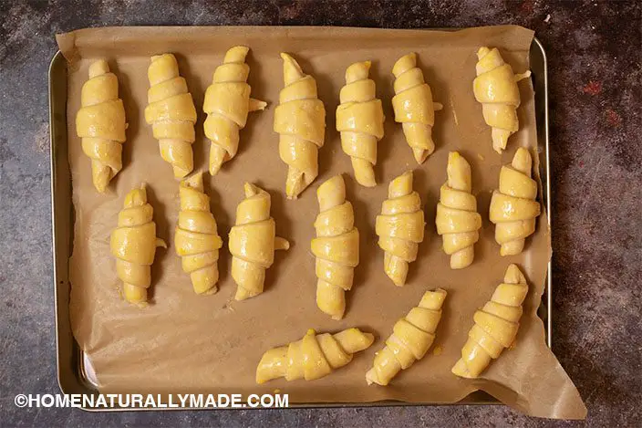 brush croissants with egg wash