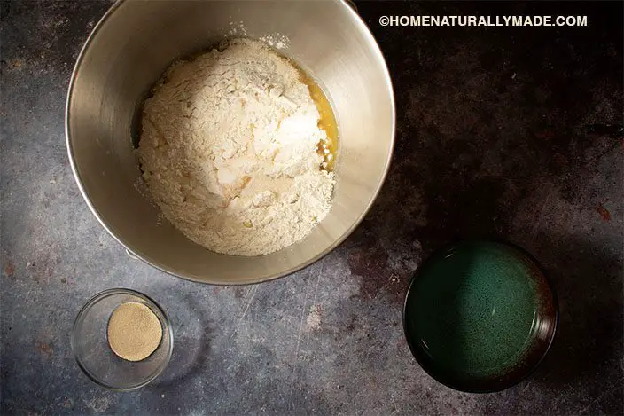 dough ingredients for making Chinese Mo or Pita