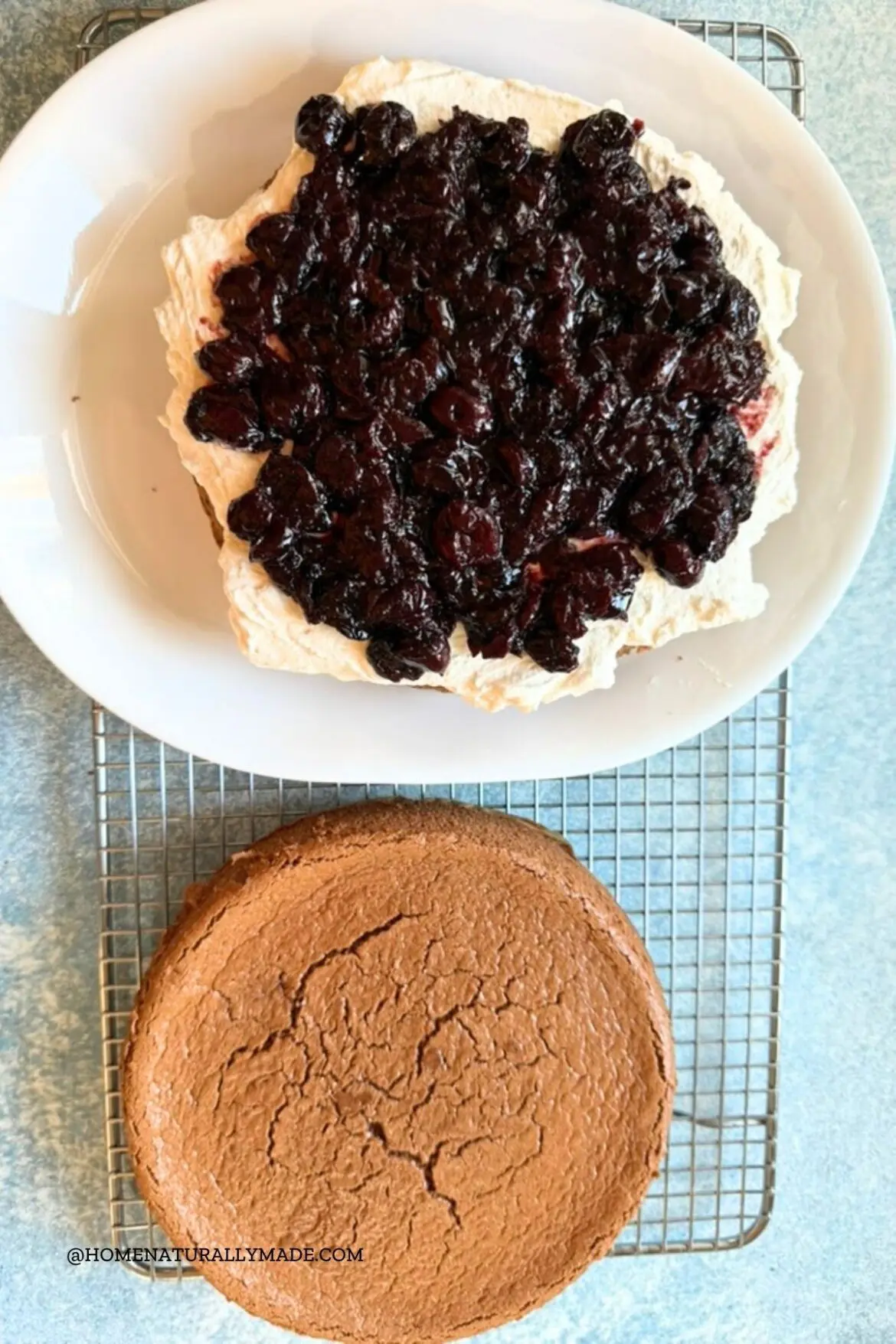 Black Forest Cake {Chocolate Sponge Cake with Cherry Fillings}