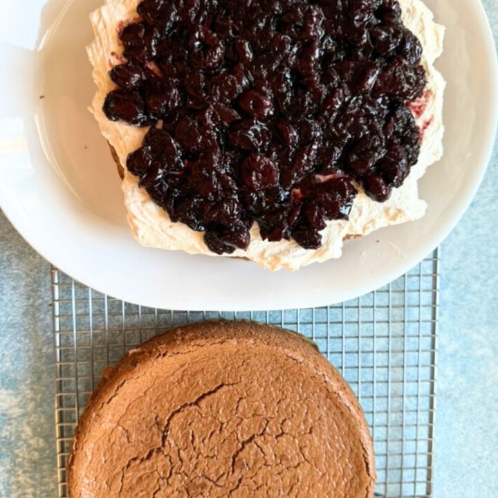 Black Forest Cake {Chocolate Sponge Cake with Cherry Fillings}