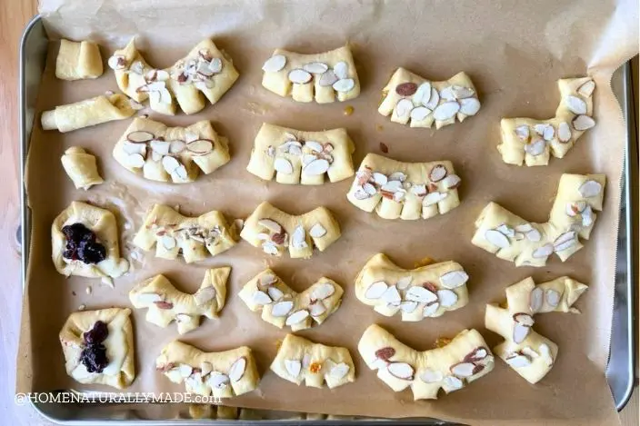 freshly folded and proofed bear claws